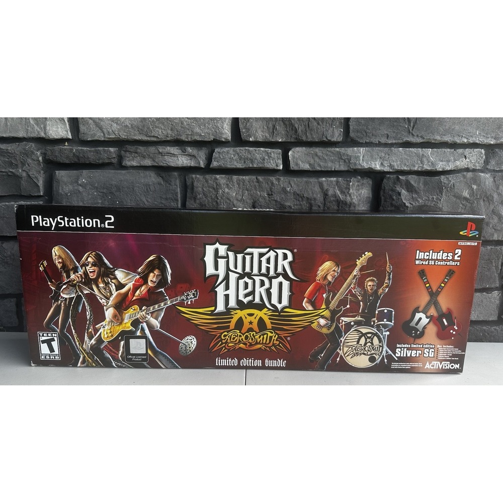 Guitar Hero Aerosmith Limited Edition Bundle Sony PlayStation 2 PS2 NEW Sealed!